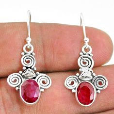 925 sterling silver 3.83cts natural red ruby dangle earrings jewelry t32792