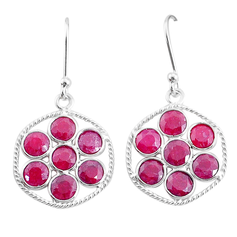 925 sterling silver 5.54cts natural red ruby dangle earrings jewelry t4604