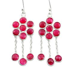 925 sterling silver 9.18cts natural red ruby dangle earrings jewelry t77320