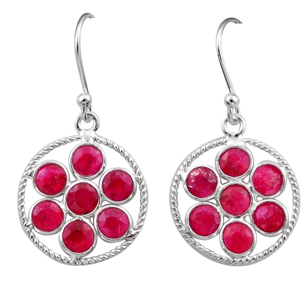 925 sterling silver 6.60cts natural red ruby dangle earrings jewelry u8132