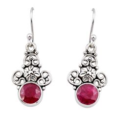 925 sterling silver 4.94cts natural red ruby flower earrings jewelry y44867
