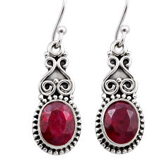 925 sterling silver 5.35cts natural red ruby oval dangle earrings jewelry n14692