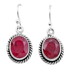 925 sterling silver 8.09cts natural red ruby oval dangle earrings jewelry n42380