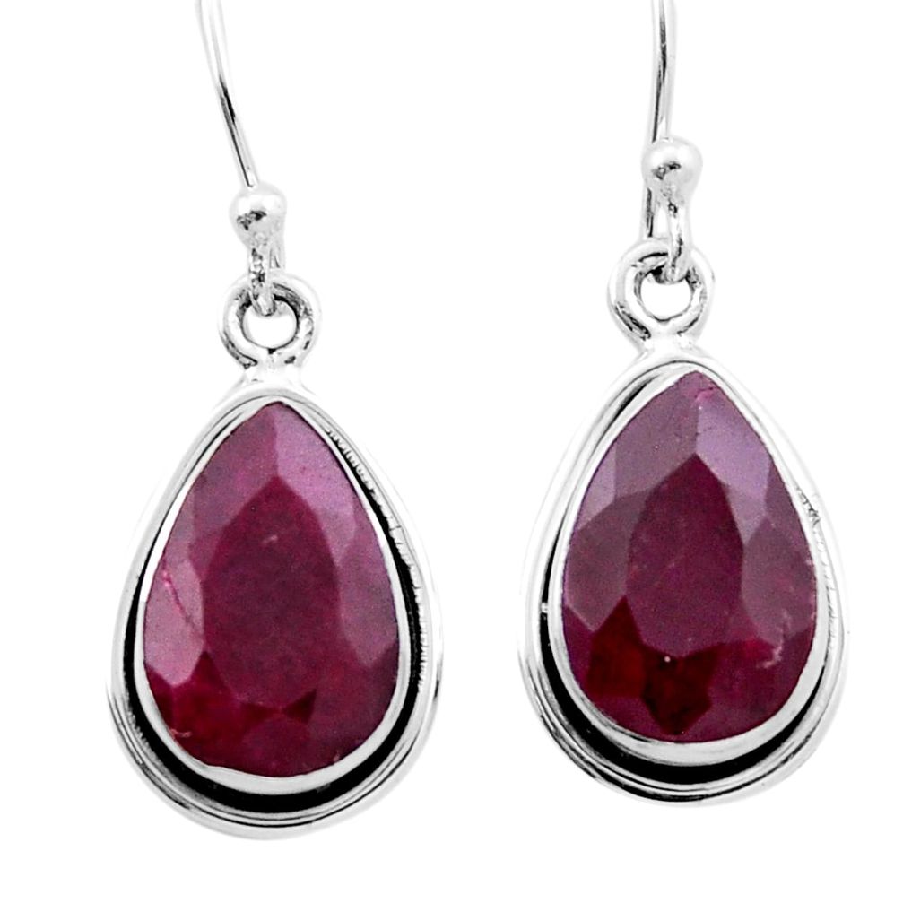 925 sterling silver 8.15cts natural red ruby pear dangle earrings jewelry n42367