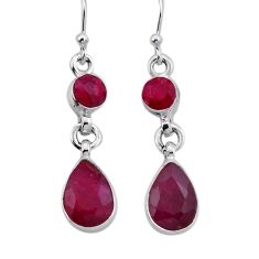 925 sterling silver 8.84cts natural red ruby pear dangle earrings jewelry n42731