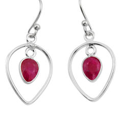 925 sterling silver 3.39cts natural red ruby pear dangle earrings jewelry n4709