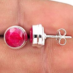 925 sterling silver 6.23cts natural red ruby round earrings jewelry u4277