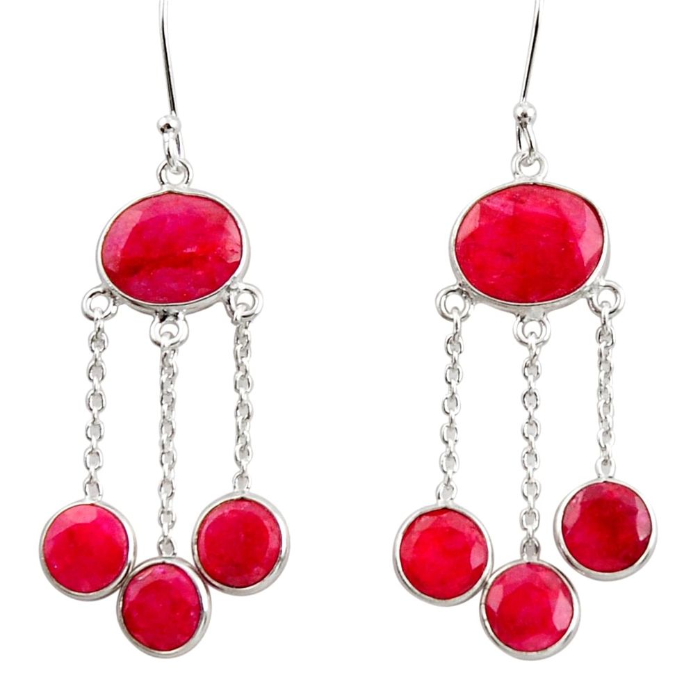 925 sterling silver 17.53cts natural red ruby xchandelier earrings d39894