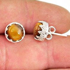 925 sterling silver 6.19cts natural tiger's eye stud earrings jewelry y23691