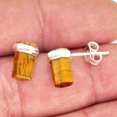 925 sterling silver 5.67cts natural tiger's eye stud earrings jewelry y73839