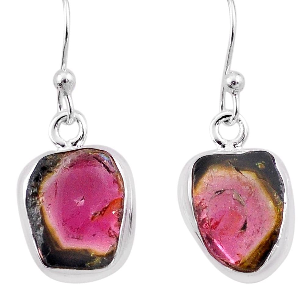 925 sterling silver 5.92cts natural watermelon tourmaline dangle earrings t82915