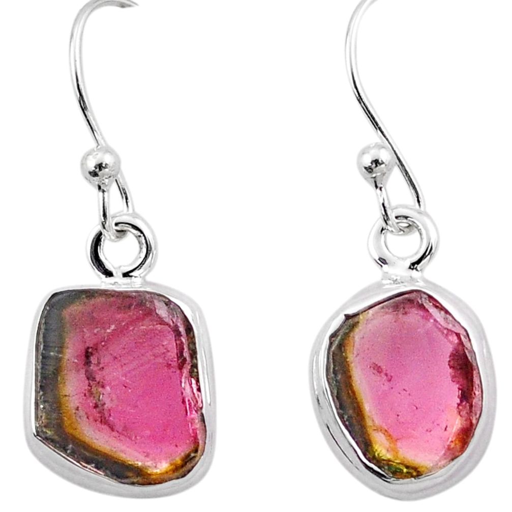 925 sterling silver 5.46cts natural watermelon tourmaline dangle earrings t82956