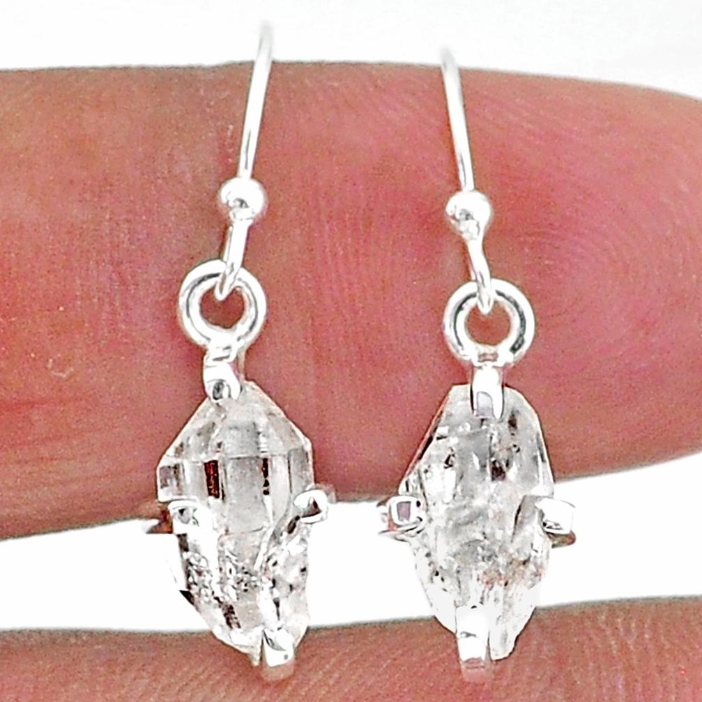 925 sterling silver 5.85cts natural white herkimer diamond dangle earrings t6814