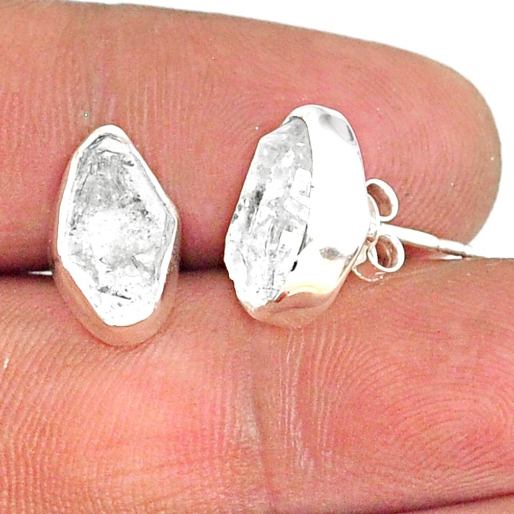 925 sterling silver 6.95cts natural white herkimer diamond earrings r69664