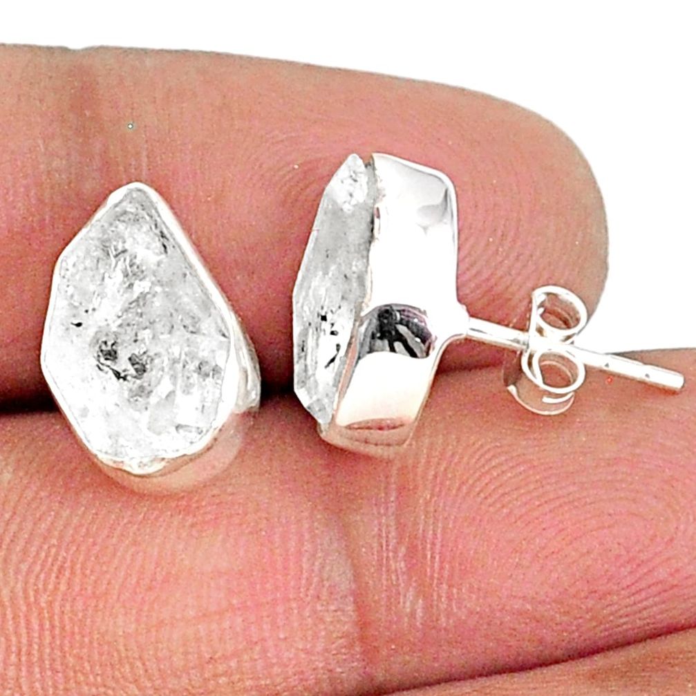 925 sterling silver 8.00cts natural white herkimer diamond earrings r69668