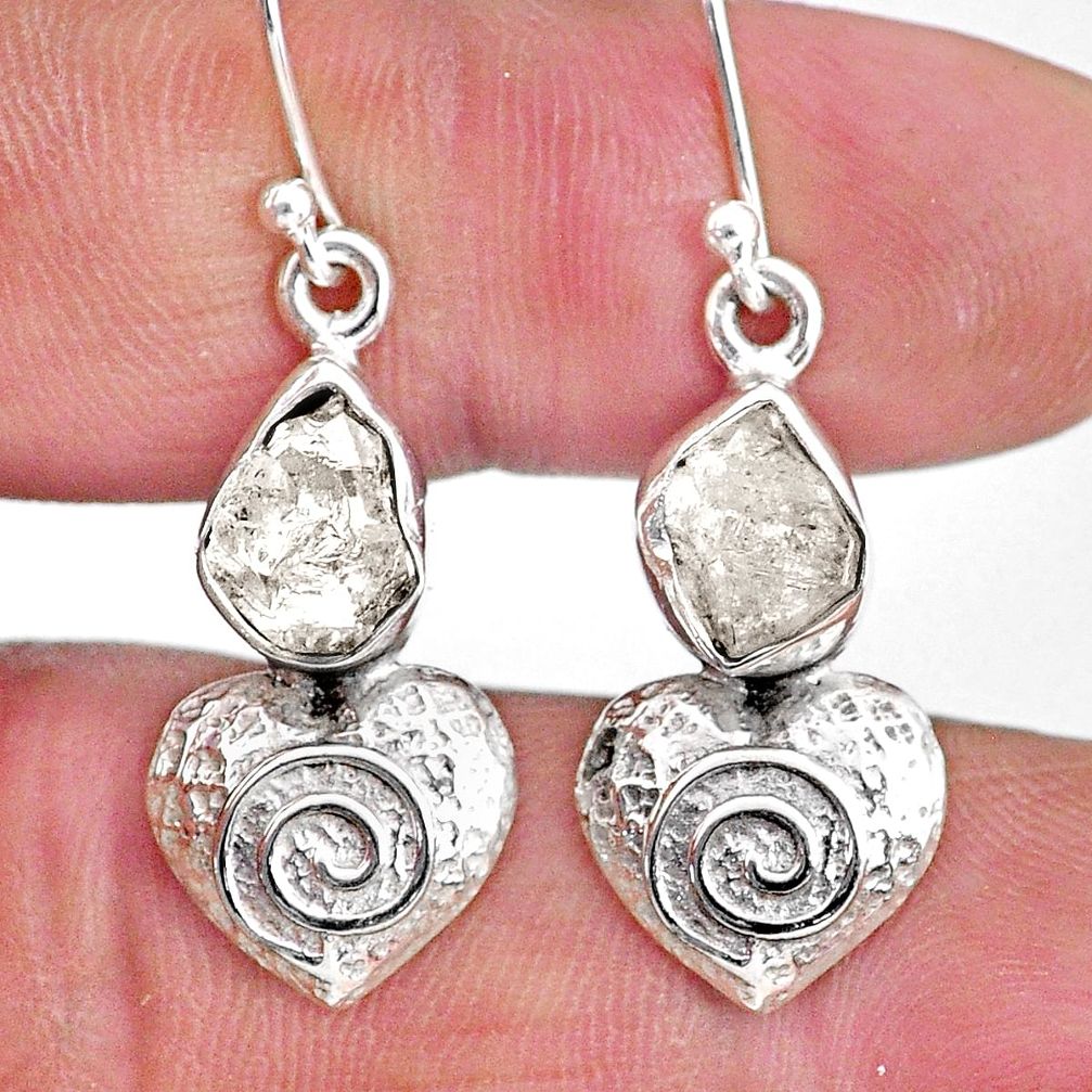 925 sterling silver 8.42cts natural white herkimer diamond heart earrings r61572