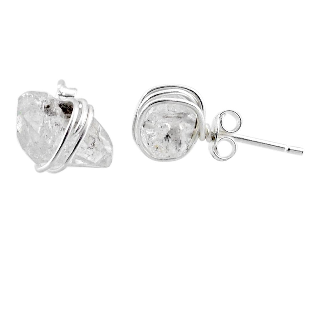 925 sterling silver 8.32cts natural white herkimer diamond stud earrings r65877