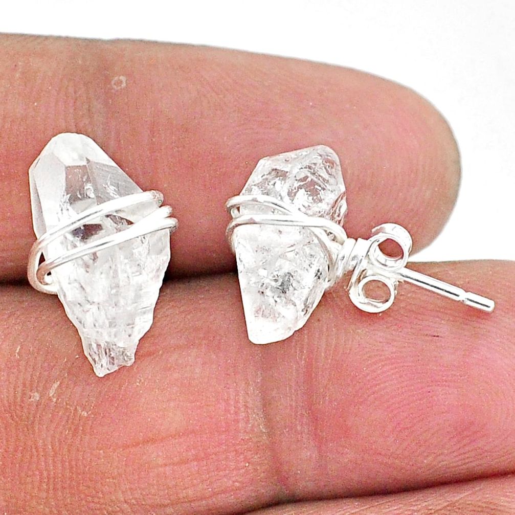 925 sterling silver 9.45cts natural white herkimer diamond stud earrings t6495
