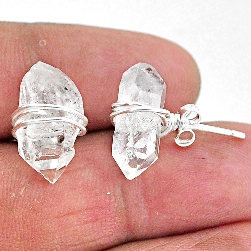925 sterling silver 10.09cts natural white herkimer diamond stud earrings t6550