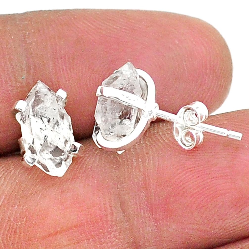 925 sterling silver 5.77cts natural white herkimer diamond stud earrings t6884