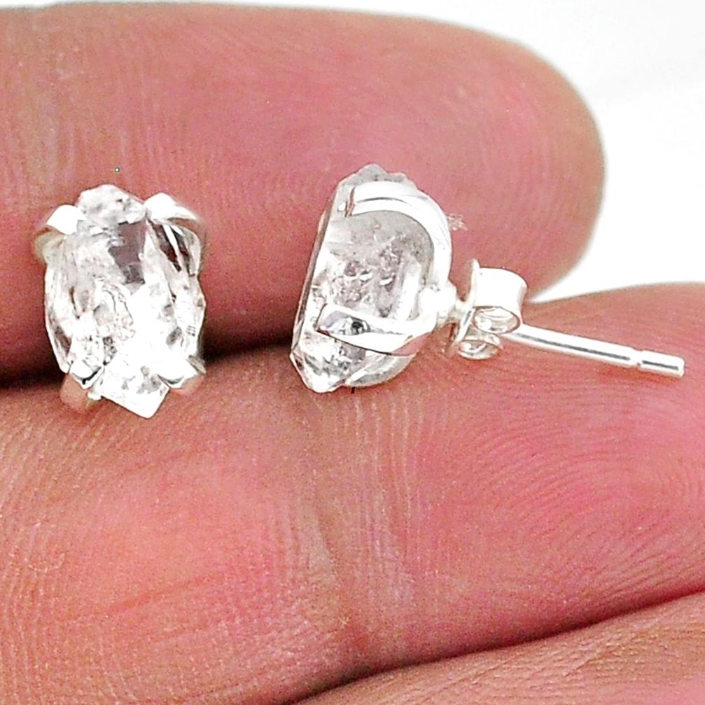 925 sterling silver 5.77cts natural white herkimer diamond stud earrings t6891