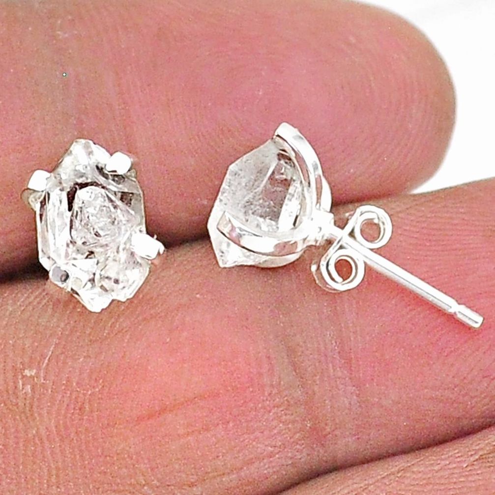 925 sterling silver 5.12cts natural white herkimer diamond stud earrings t6900