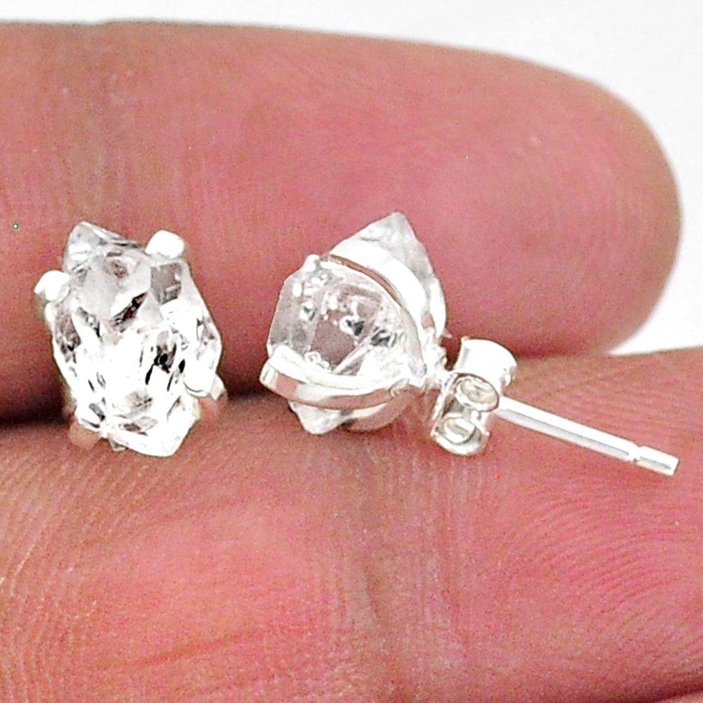 925 sterling silver 5.66cts natural white herkimer diamond stud earrings t6912