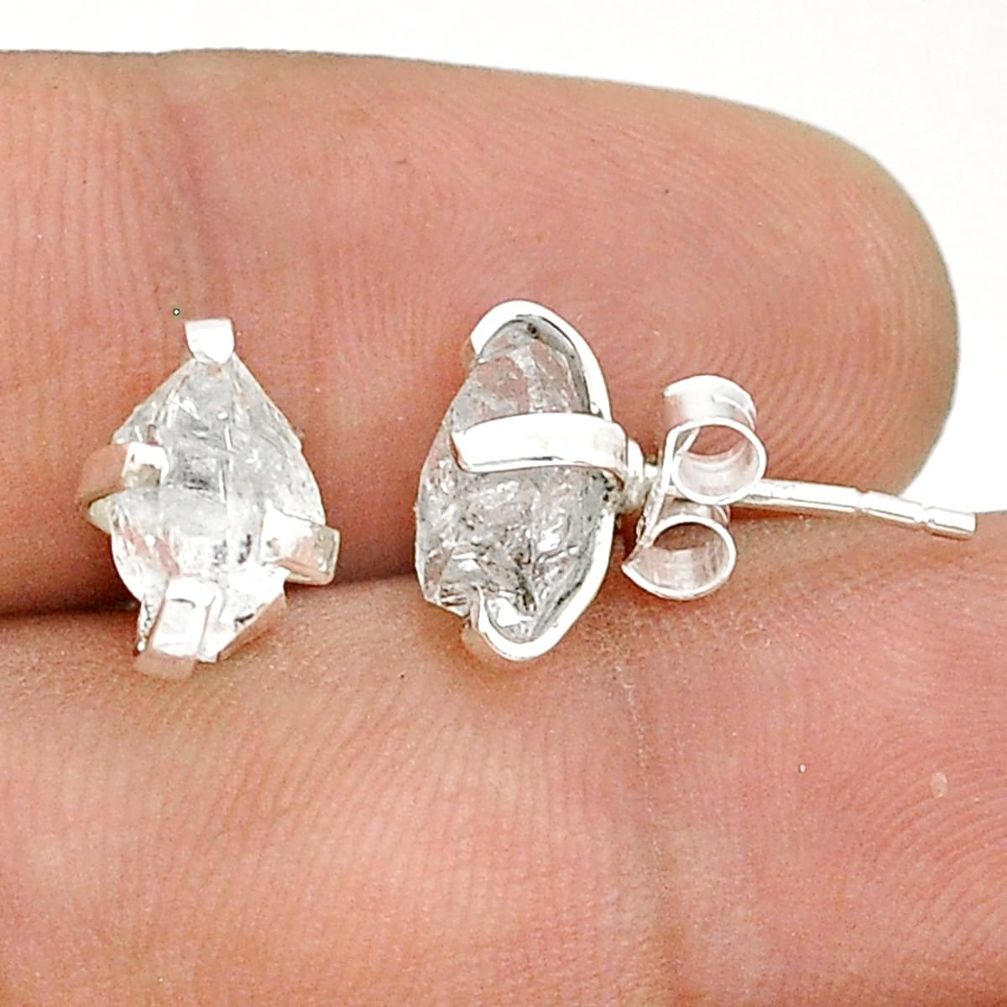 925 sterling silver 4.99cts natural white herkimer diamond stud earrings u76889