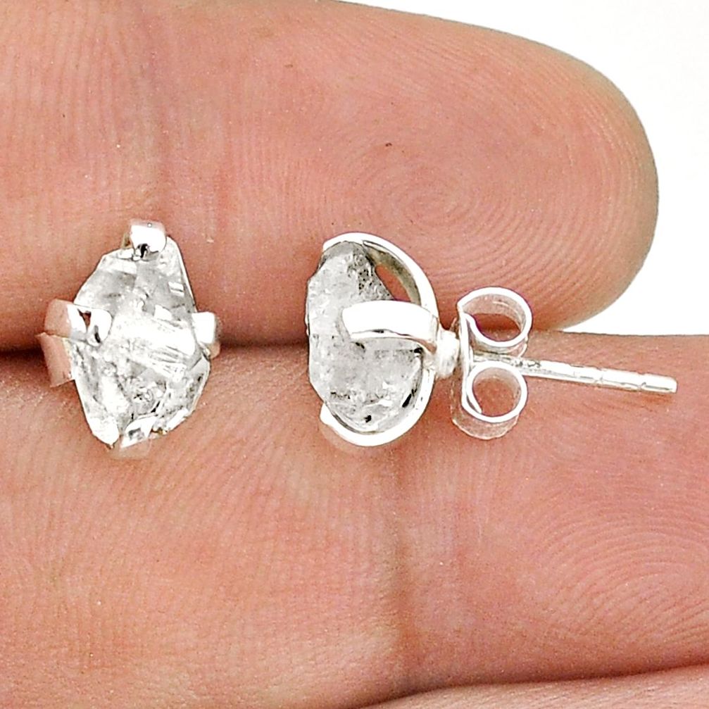 925 sterling silver 5.43cts natural white herkimer diamond stud earrings u77018