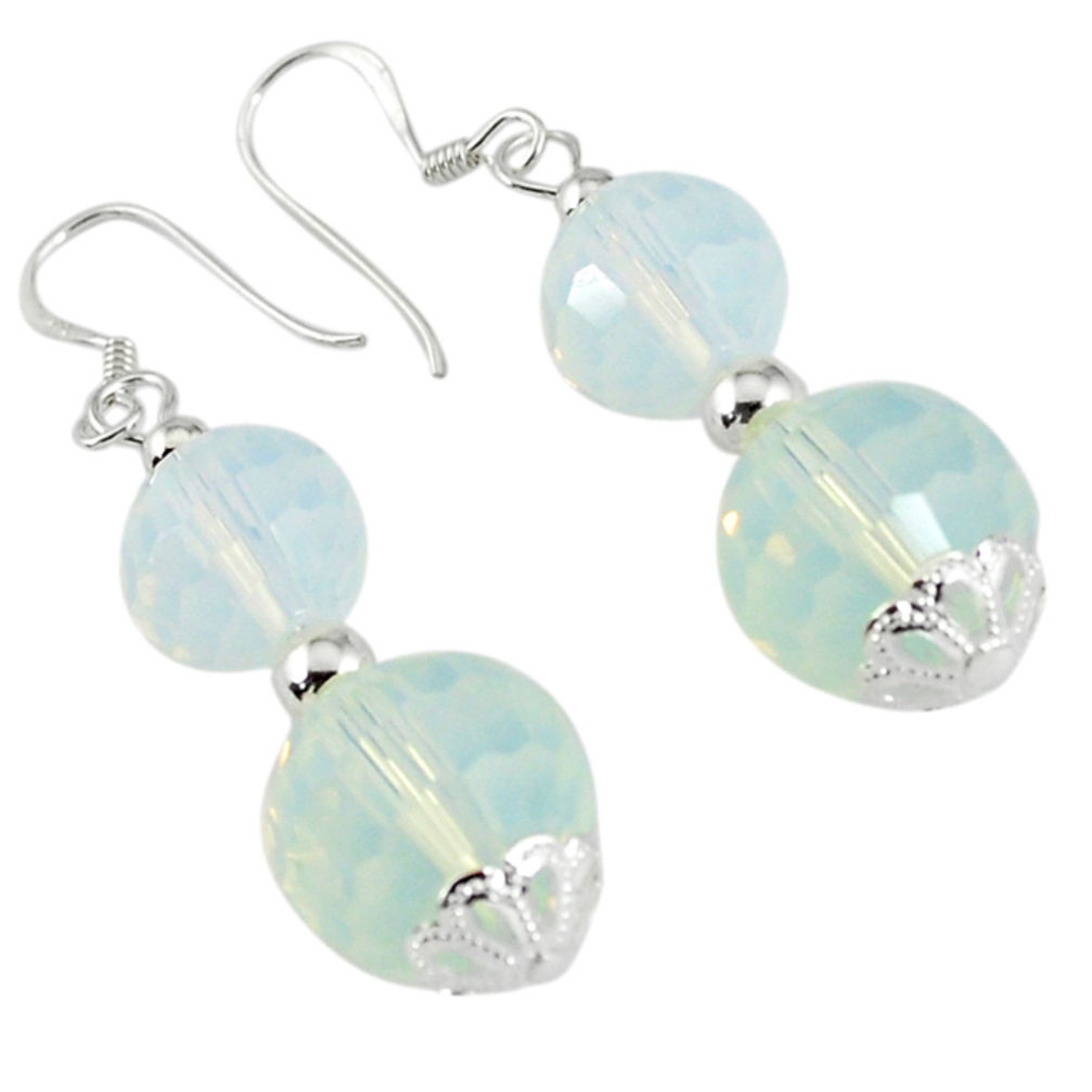 925 sterling silver natural white opalite dangle earrings jewelry c23899