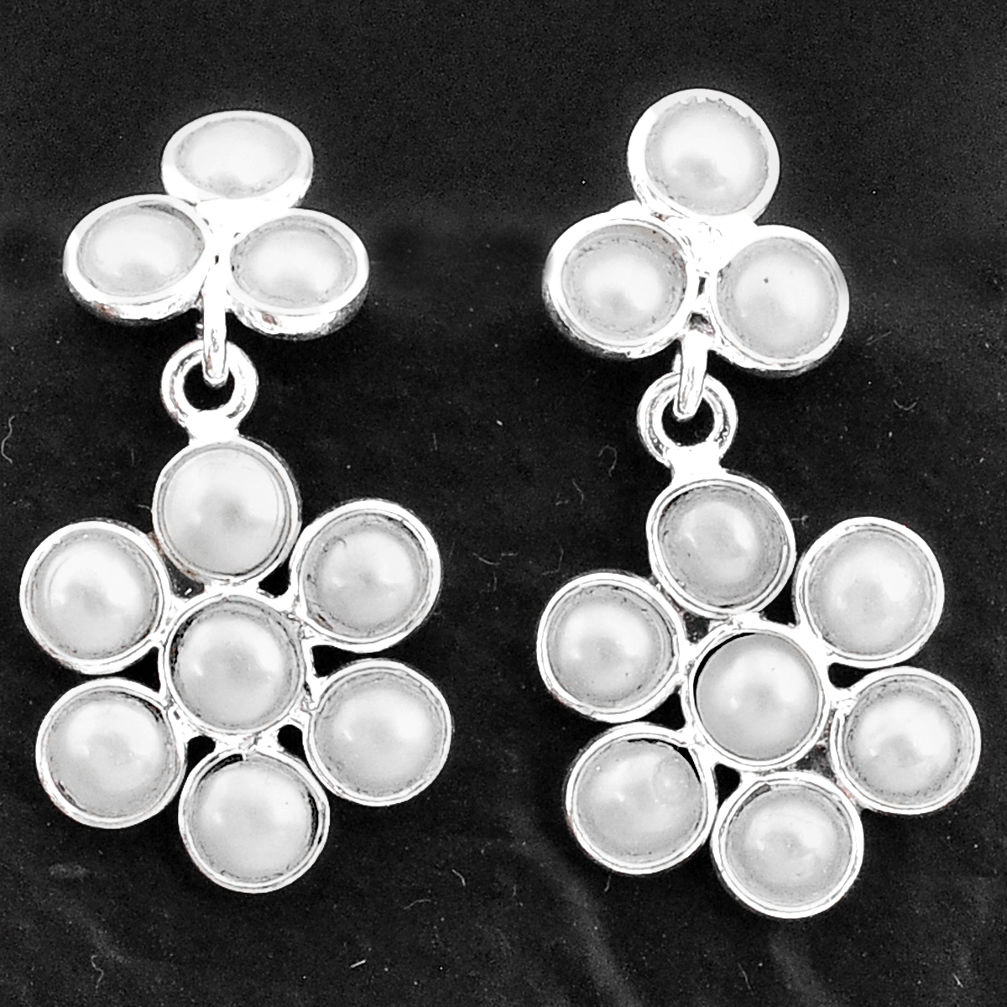 925 sterling silver 4.60cts natural white pearl chandelier earrings t4789