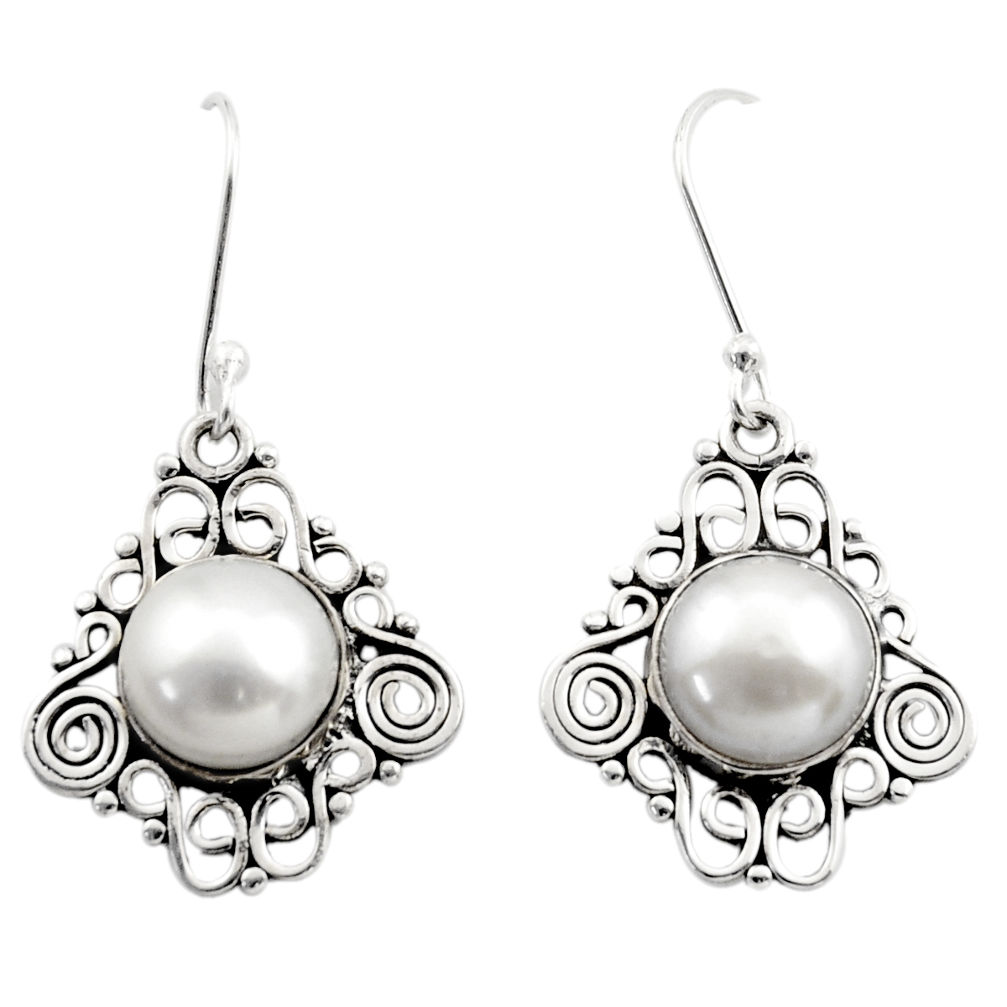 925 sterling silver 10.22cts natural white pearl dangle earrings jewelry d40700