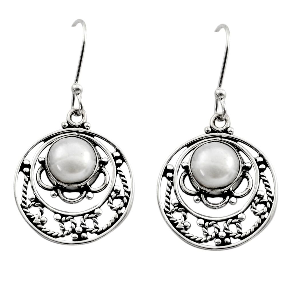 925 sterling silver 7.01cts natural white pearl dangle earrings jewelry d40717