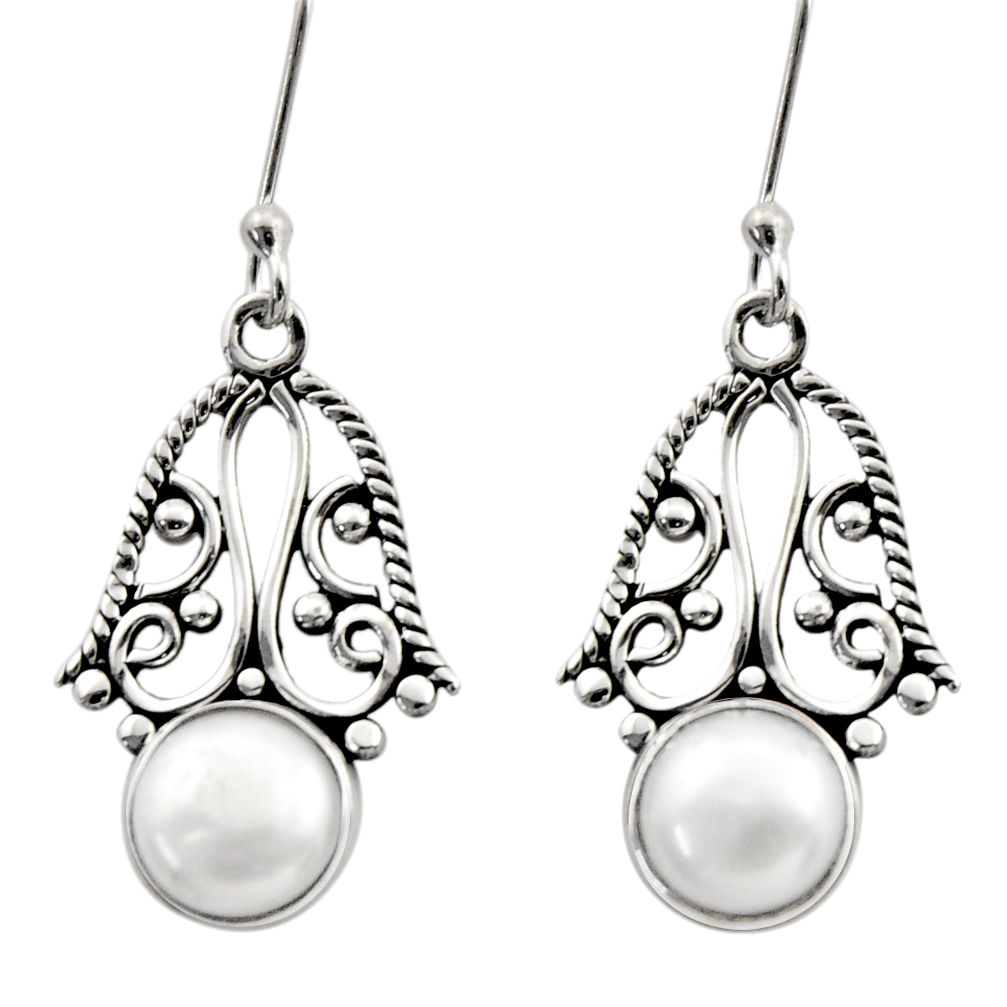 ver 6.04cts natural white pearl dangle earrings jewelry d40731