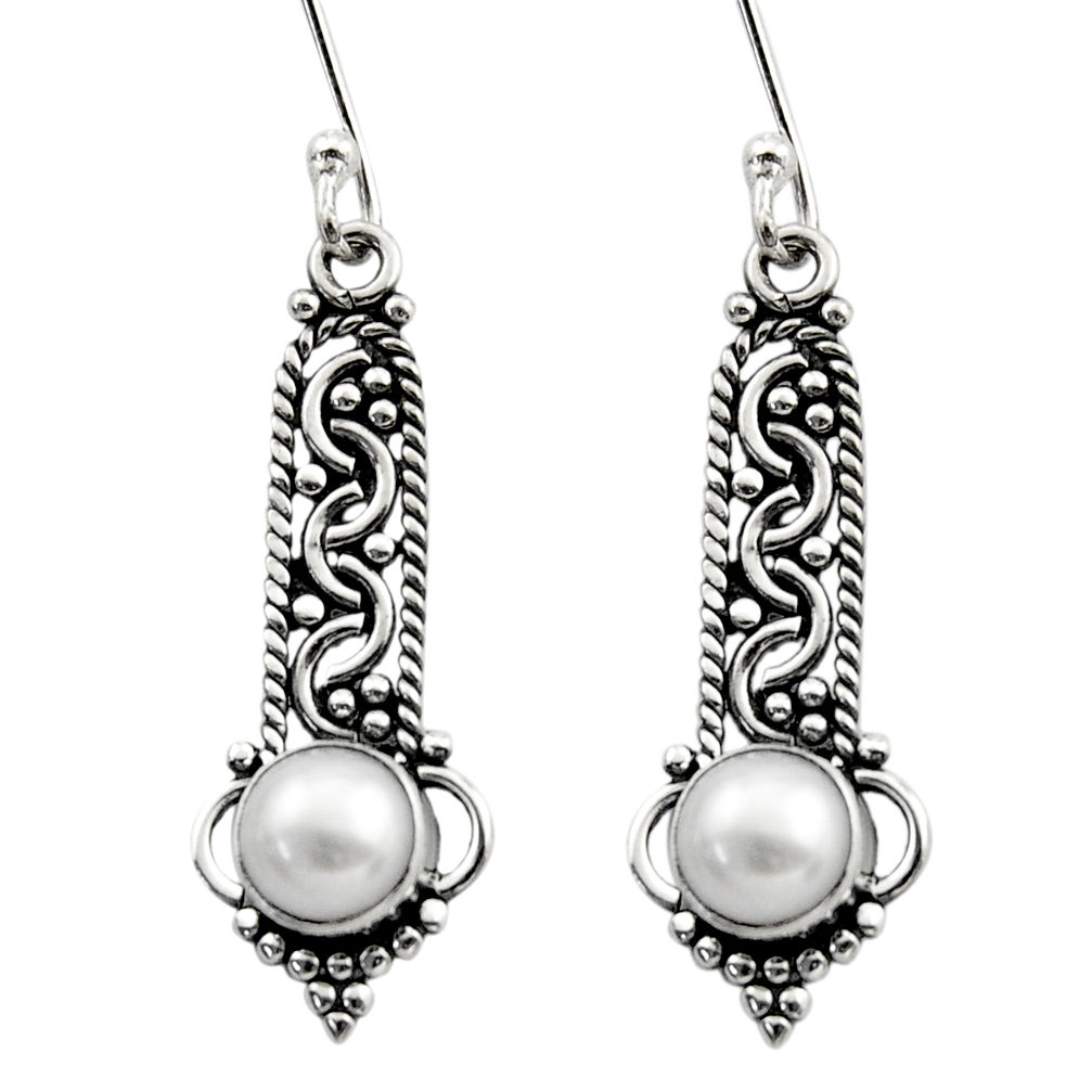 925 sterling silver 2.44cts natural white pearl dangle earrings jewelry d40734