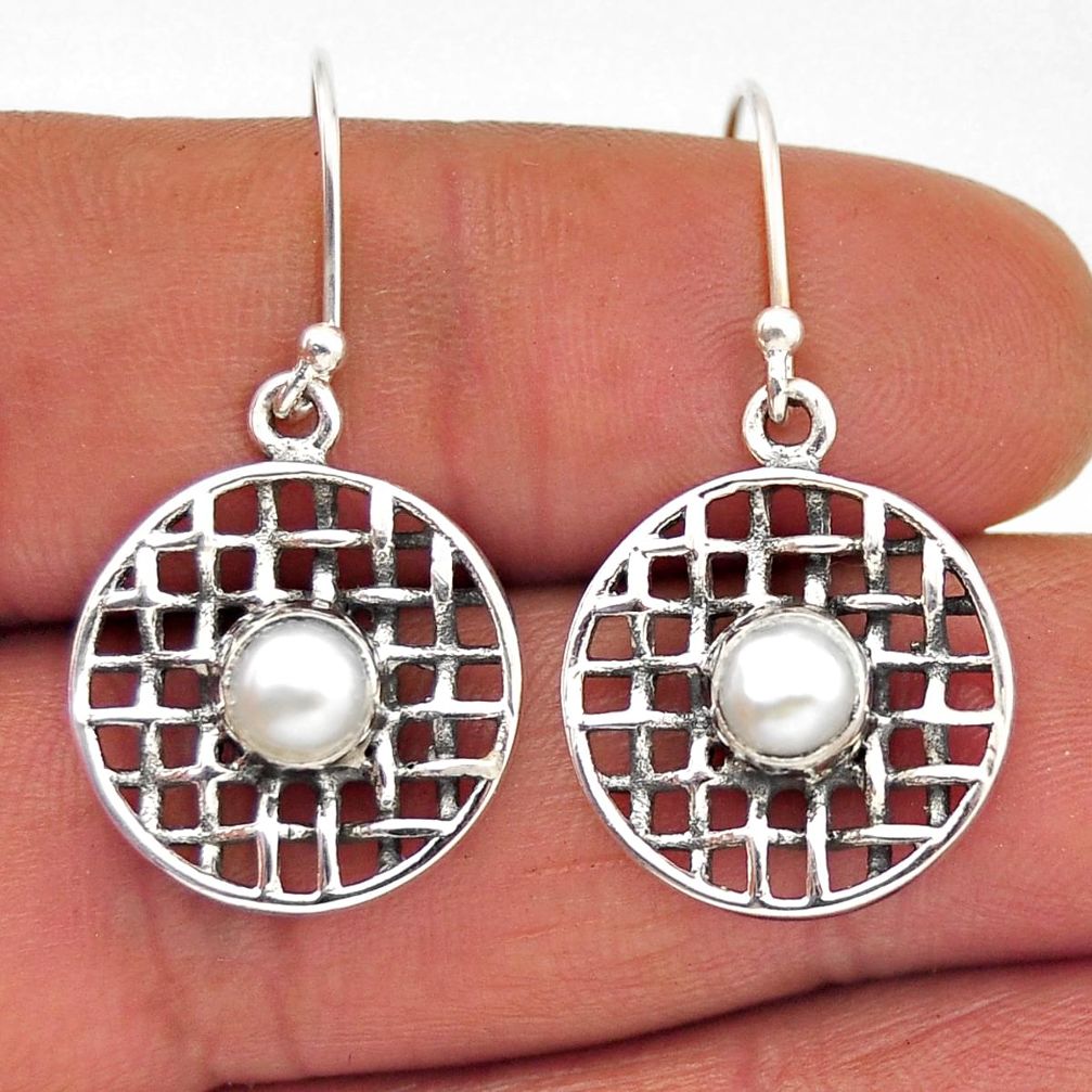 925 sterling silver 1.57cts natural white pearl dangle earrings jewelry n29023