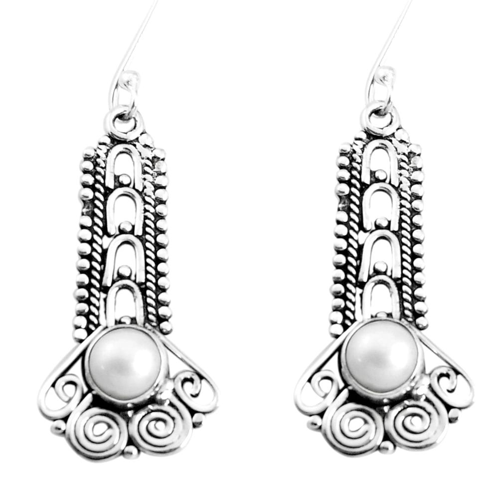 925 sterling silver 2.81cts natural white pearl dangle earrings jewelry p39324