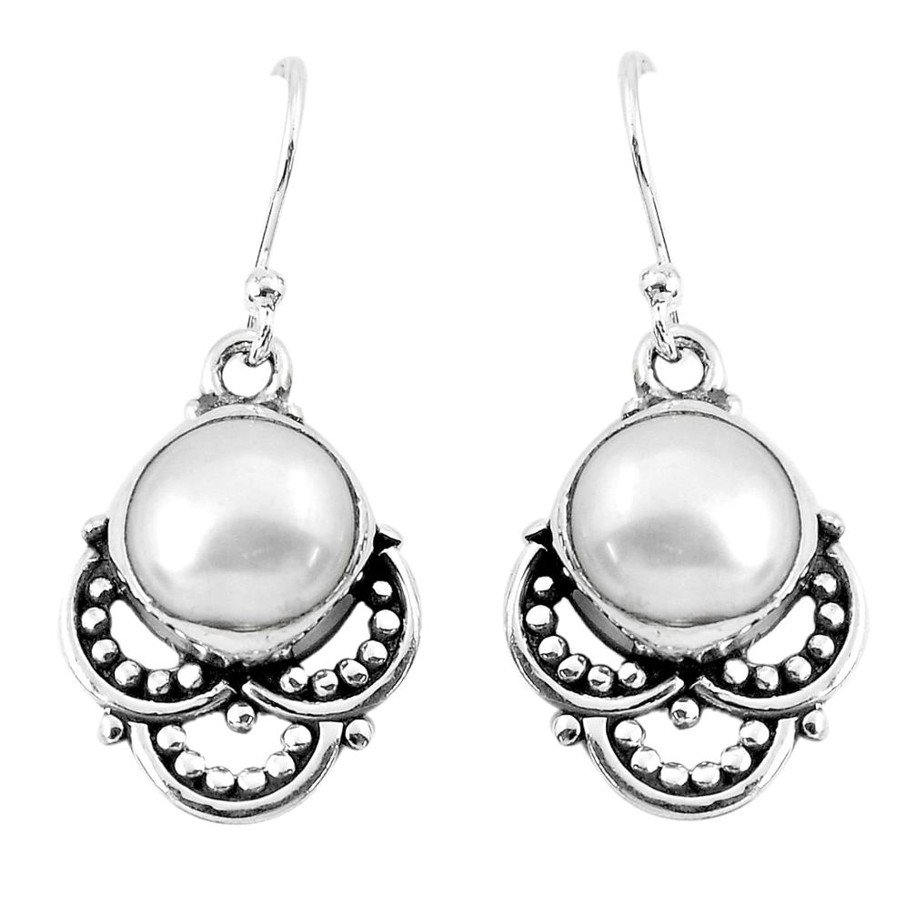 925 sterling silver 6.39cts natural white pearl dangle earrings jewelry p51979