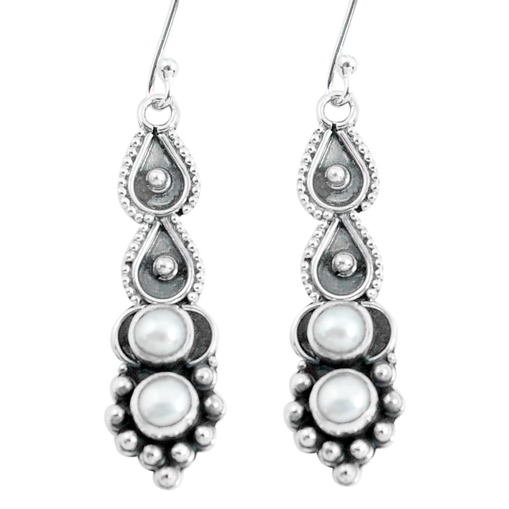 ver 2.81cts natural white pearl dangle earrings jewelry p60131