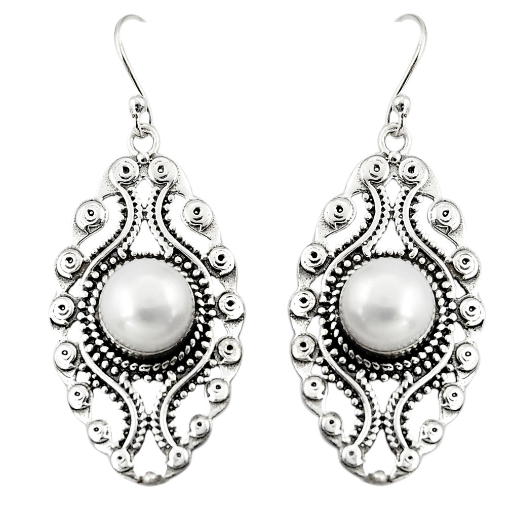 925 sterling silver 6.12cts natural white pearl dangle earrings jewelry r19752