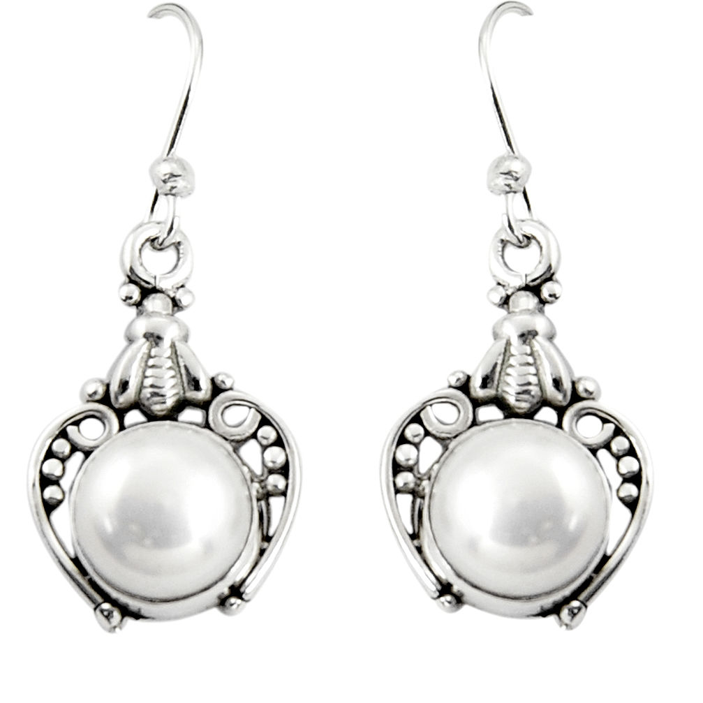 925 sterling silver 6.70cts natural white pearl dangle earrings jewelry r19915