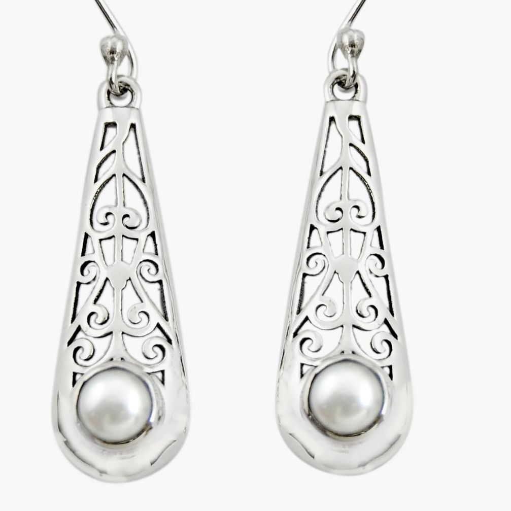 925 sterling silver 1.74cts natural white pearl dangle earrings jewelry r26064