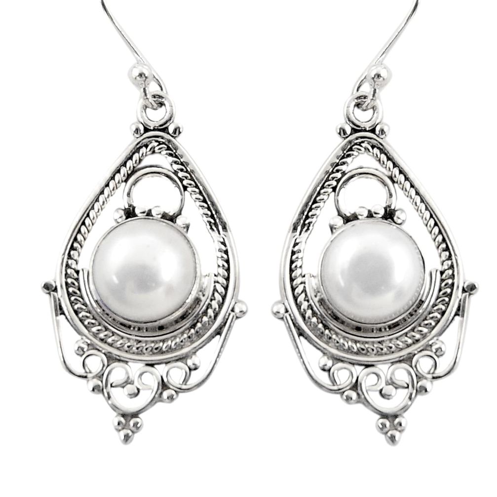 925 sterling silver 7.89cts natural white pearl dangle earrings jewelry r30907