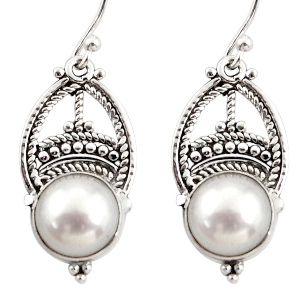 925 sterling silver 8.37cts natural white pearl dangle earrings jewelry r31024