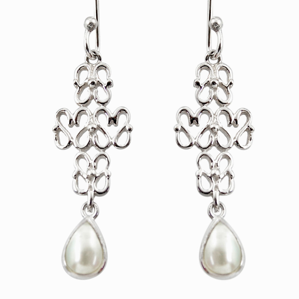 925 sterling silver 3.10cts natural white pearl dangle earrings jewelry r36897