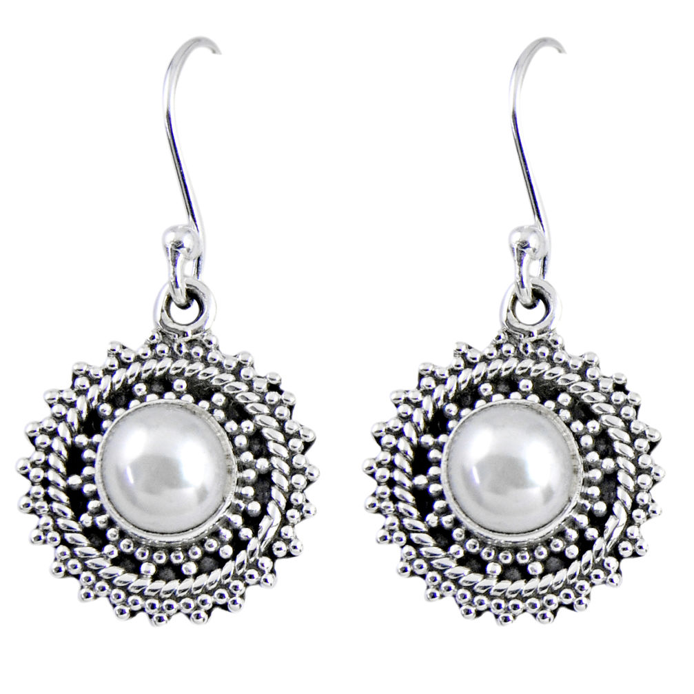 925 sterling silver 2.81cts natural white pearl dangle earrings jewelry r55192