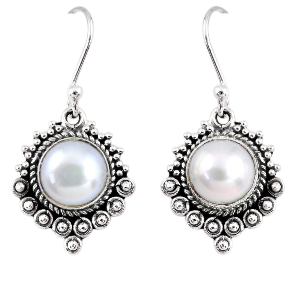 925 sterling silver 5.38cts natural white pearl dangle earrings jewelry r55291