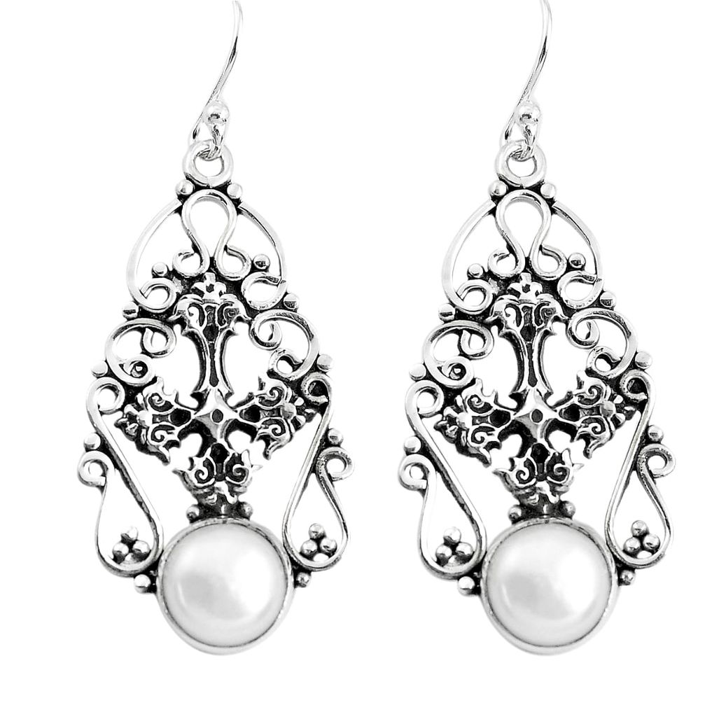 ver 7.23cts natural white pearl holy cross earrings p58352