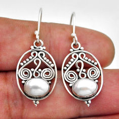 925 sterling silver 3.89cts natural white pearl oval earrings jewelry n51128