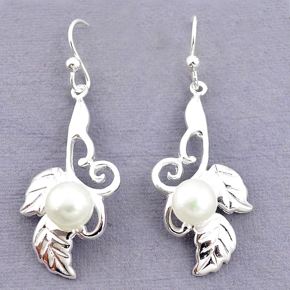 925 sterling silver natural white pearl round earrings jewelry c24216